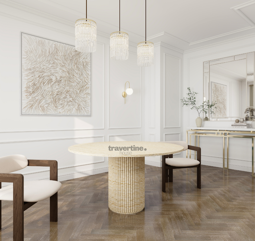 Ares Travertine Dining Table