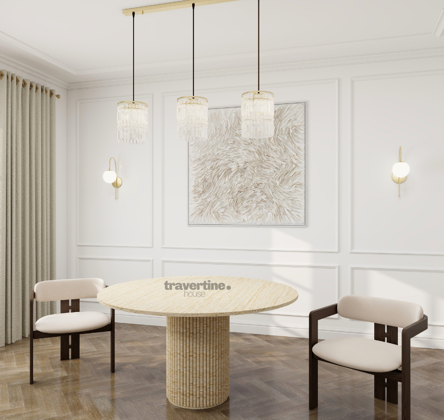Ares Travertine Dining Table