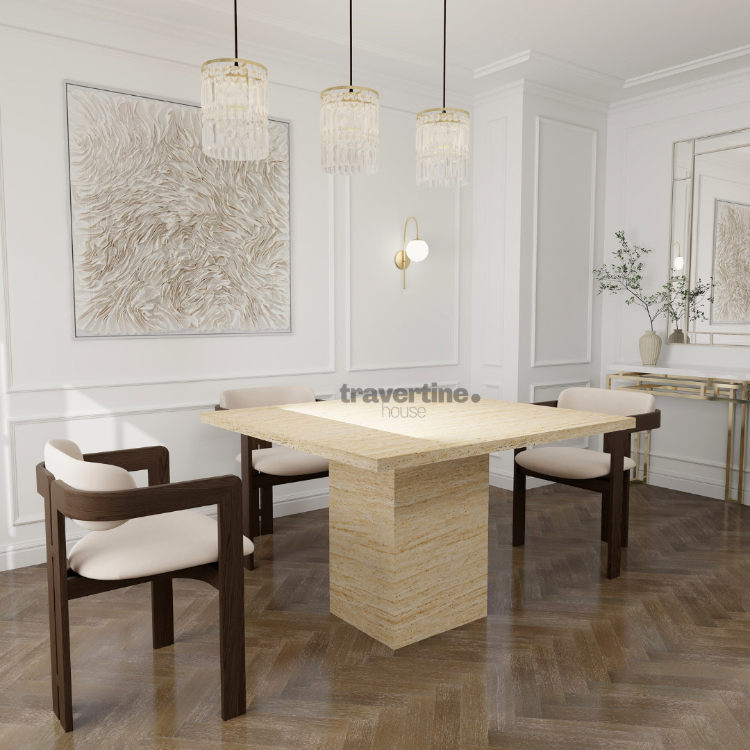 Benna Round Travertine Dining Table