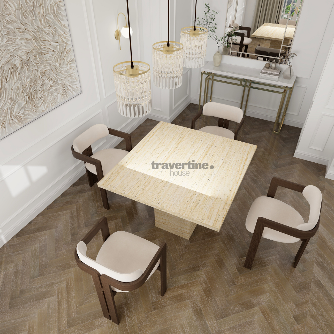 Benna Round Travertine Dining Table