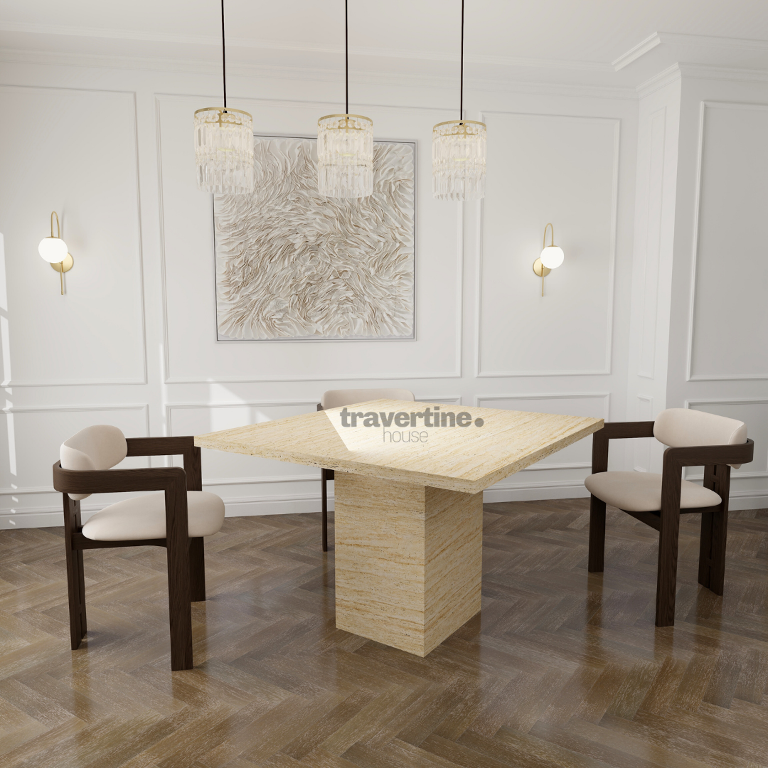 Benna Round Travertine Dining Table