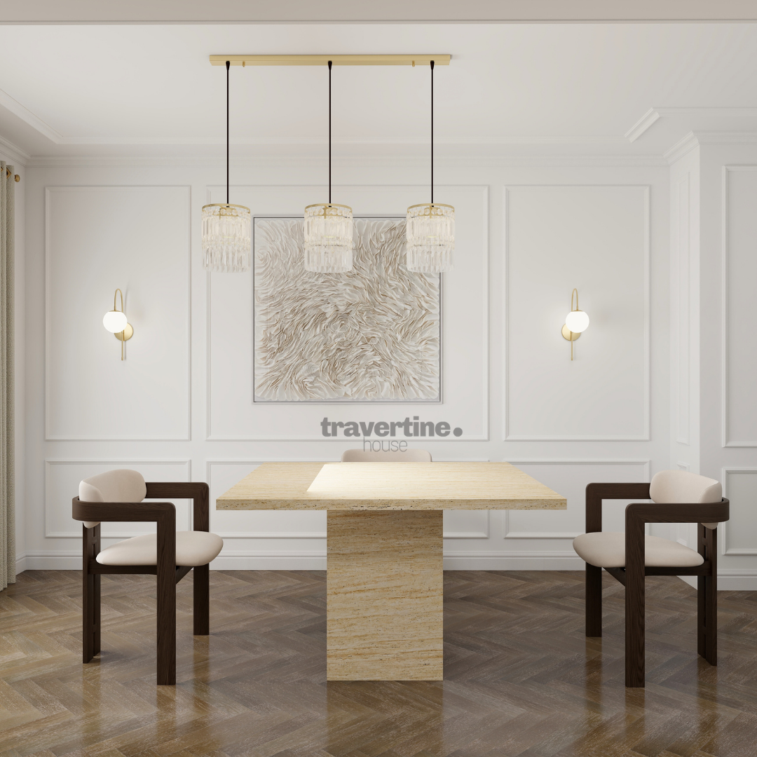 Benna Round Travertine Dining Table