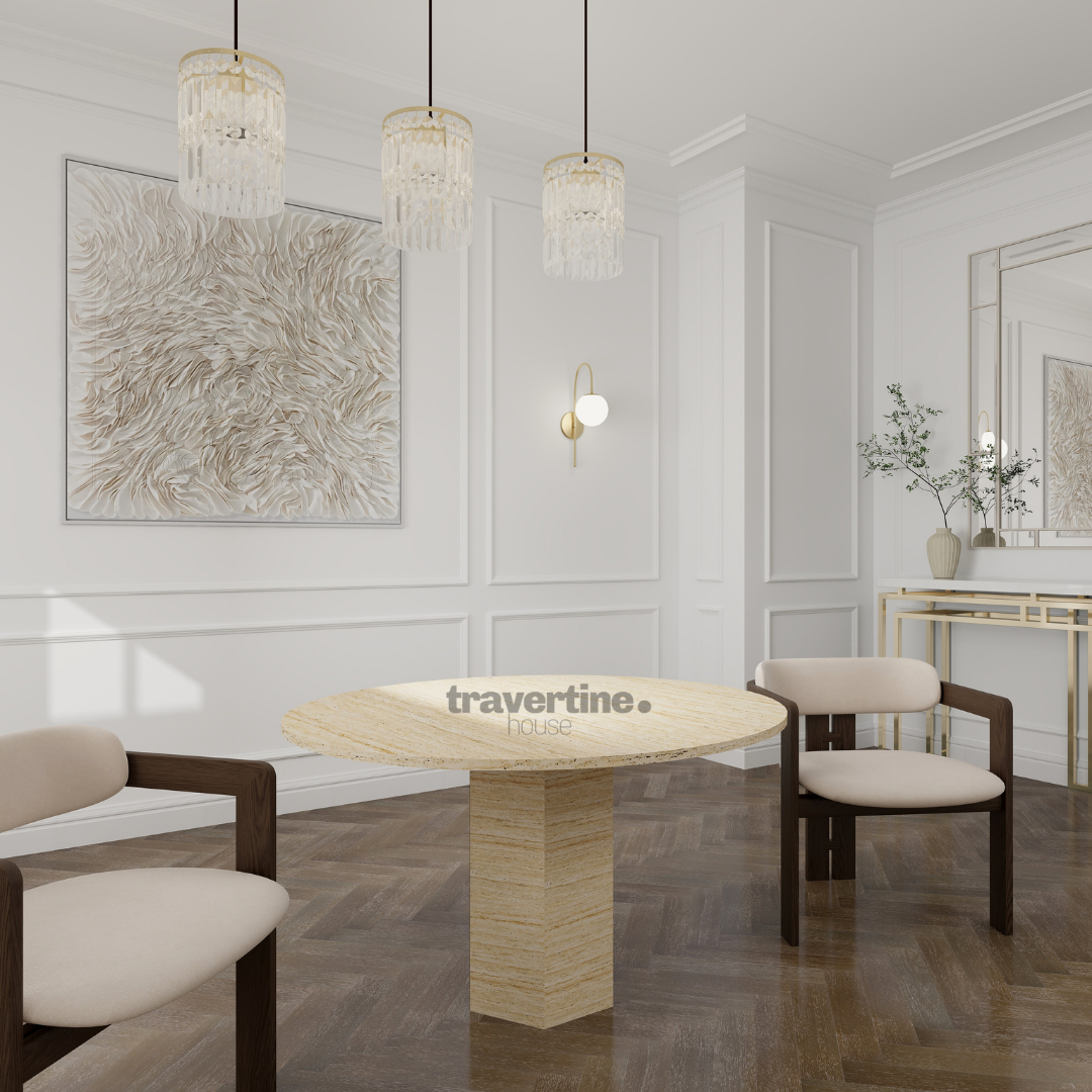 Edana Travertine Dining Table