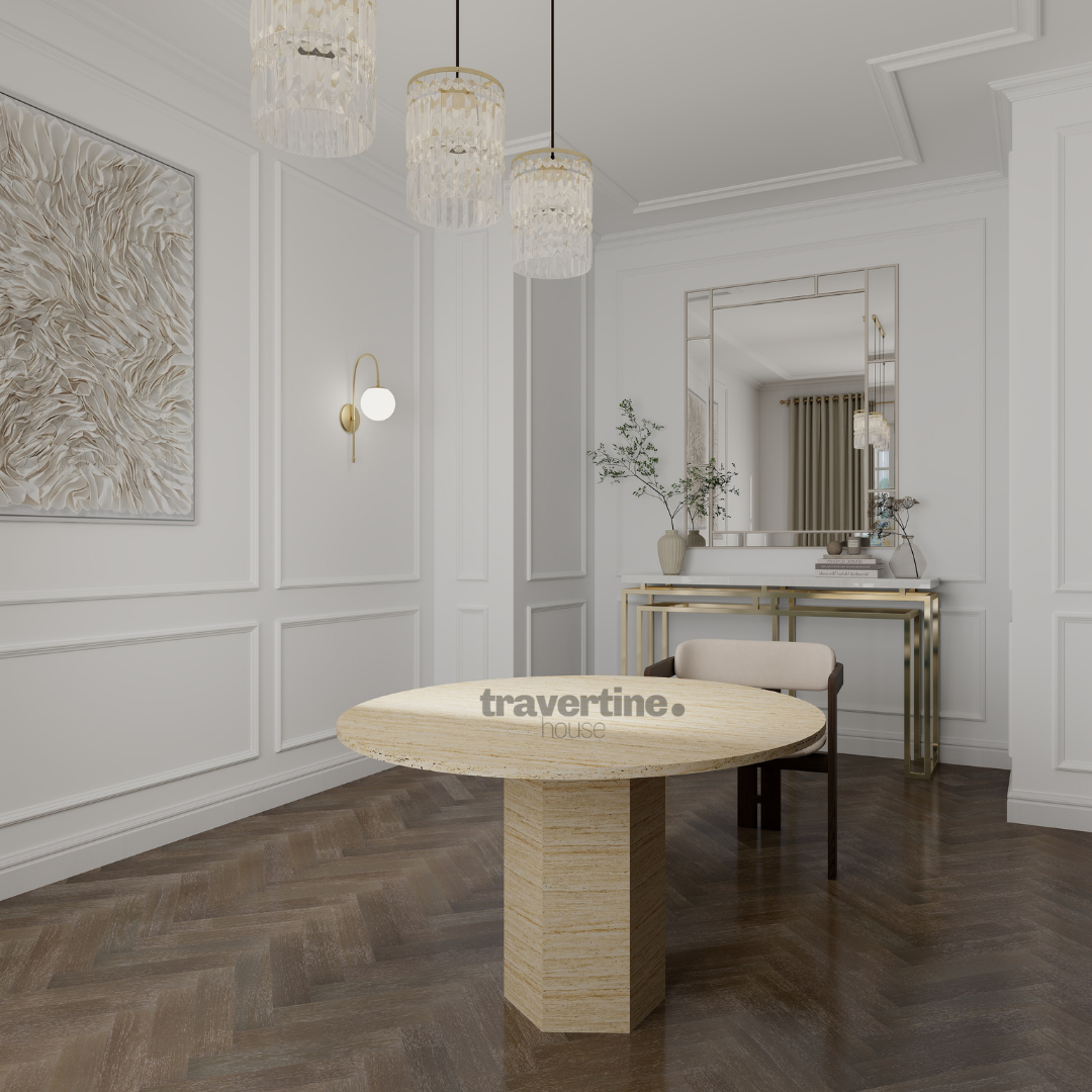 Edana Travertine Dining Table