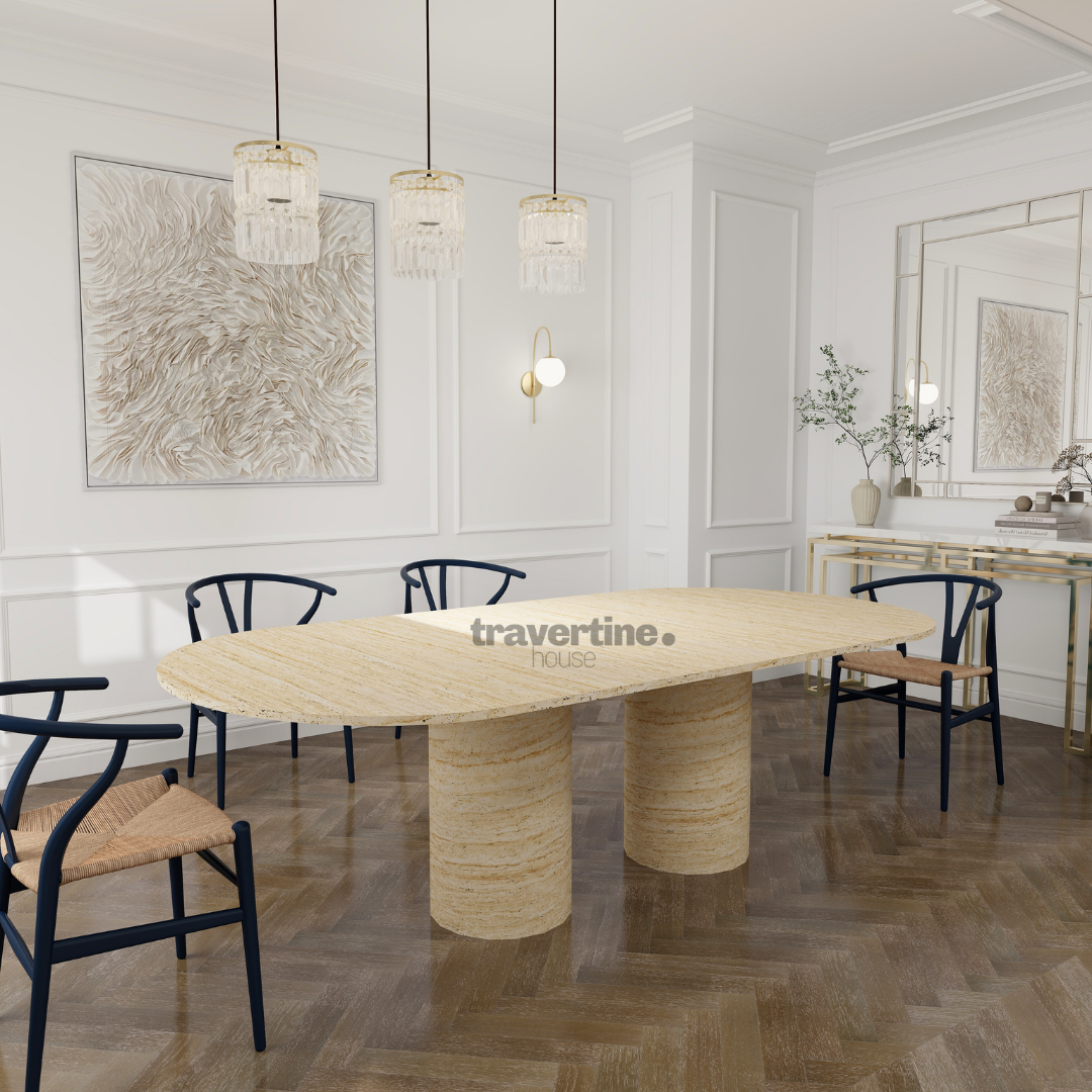 Olympia Travertine Dining Table