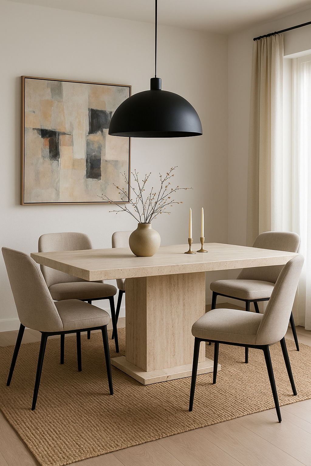 How to Style a Travertine Table in a Modern Dining Room