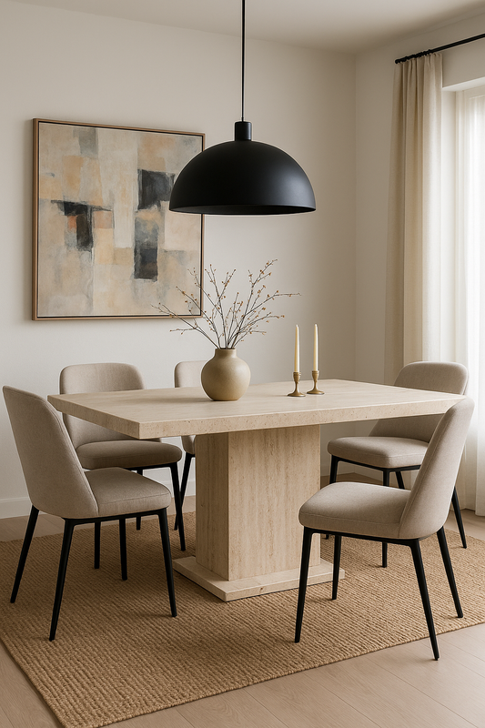 How to Style a Travertine Table in a Modern Dining Room