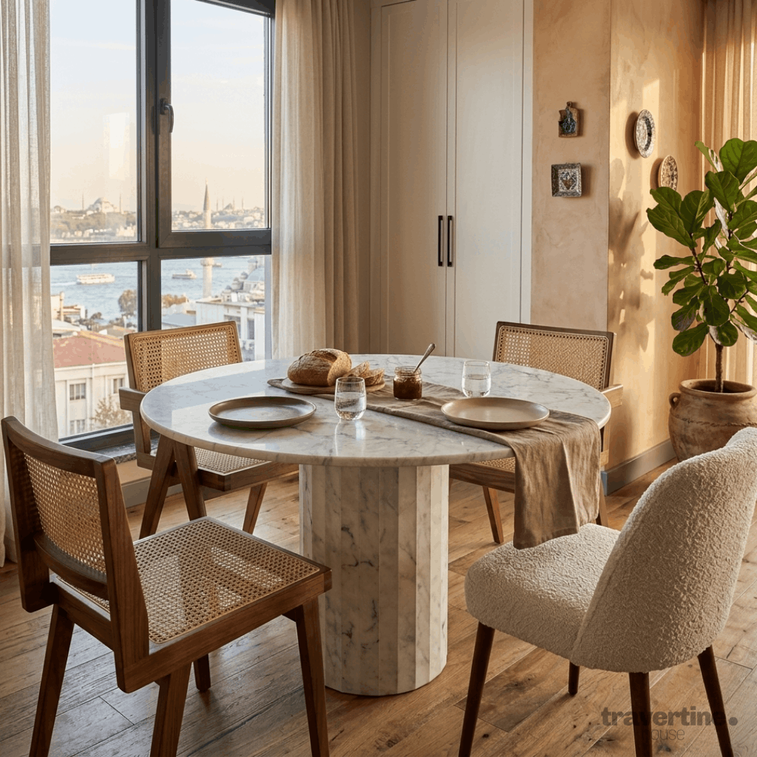 Round Carrara Marble Dining Table