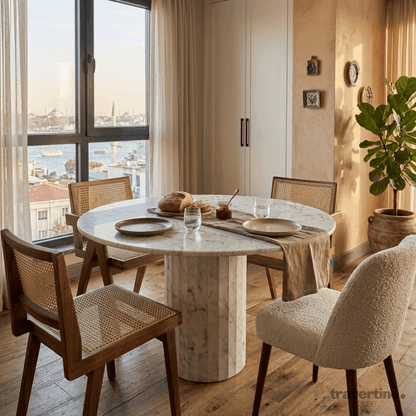 Round Carrara Marble Dining Table