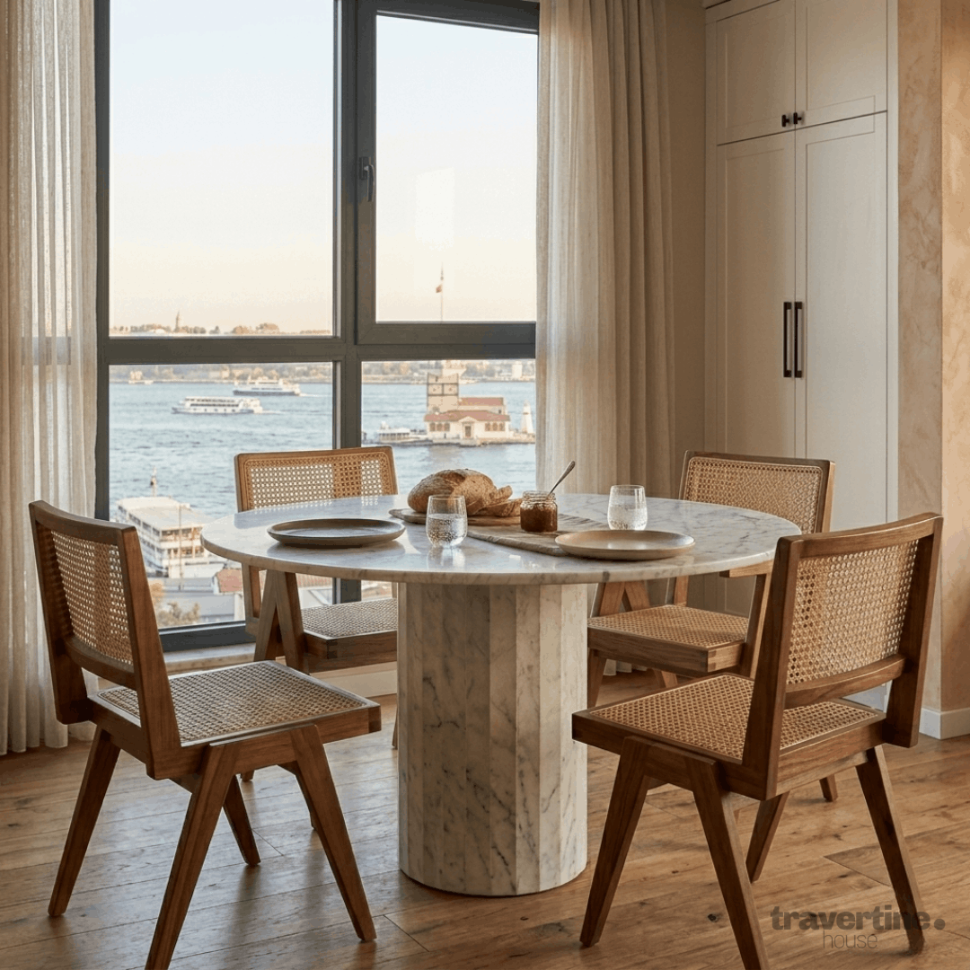 Round Carrara Marble Dining Table