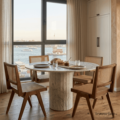 Round Carrara Marble Dining Table