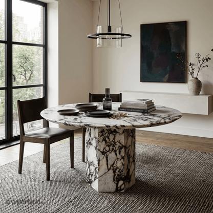 Round Calacatta Viola Dining Table
