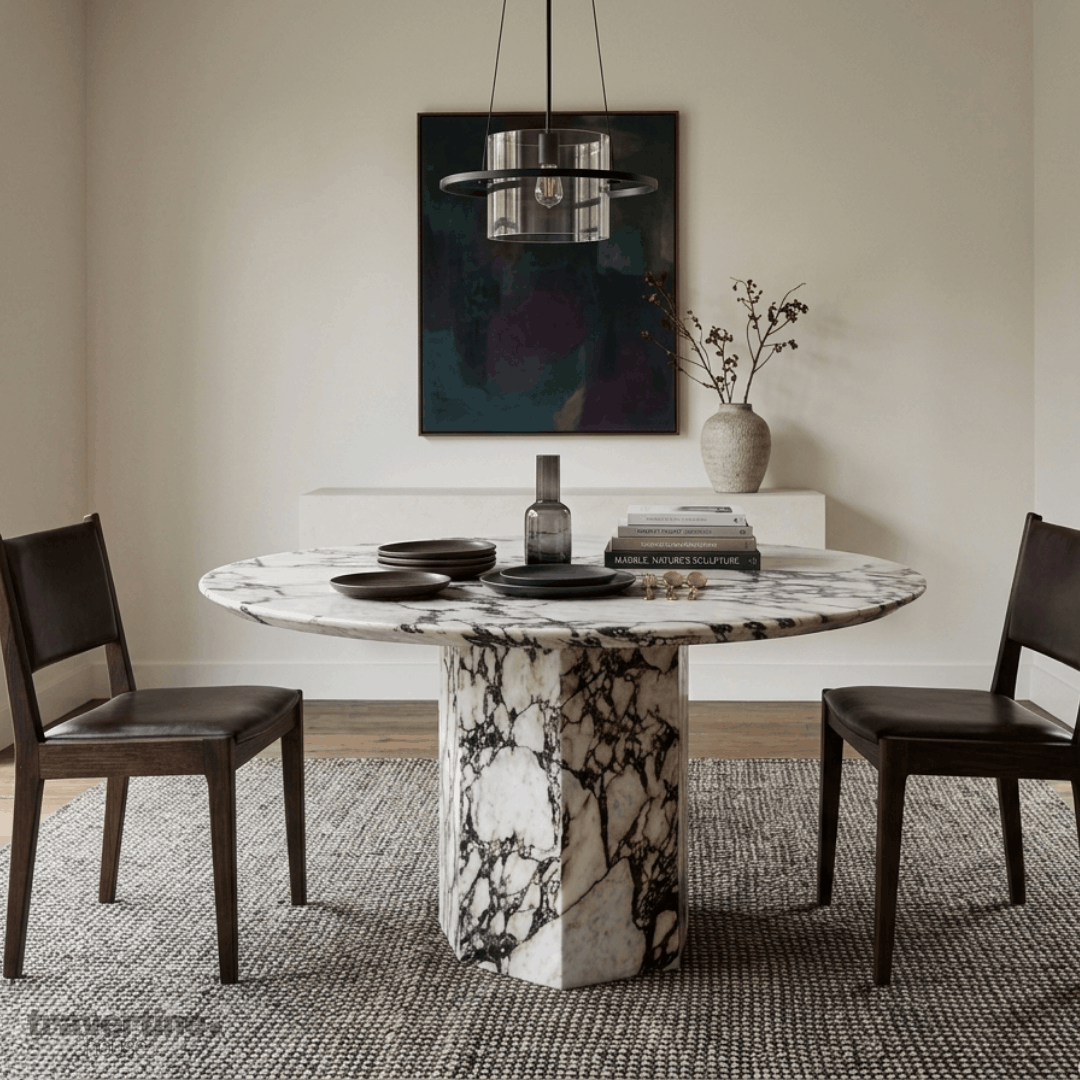 Round Calacatta Viola Dining Table