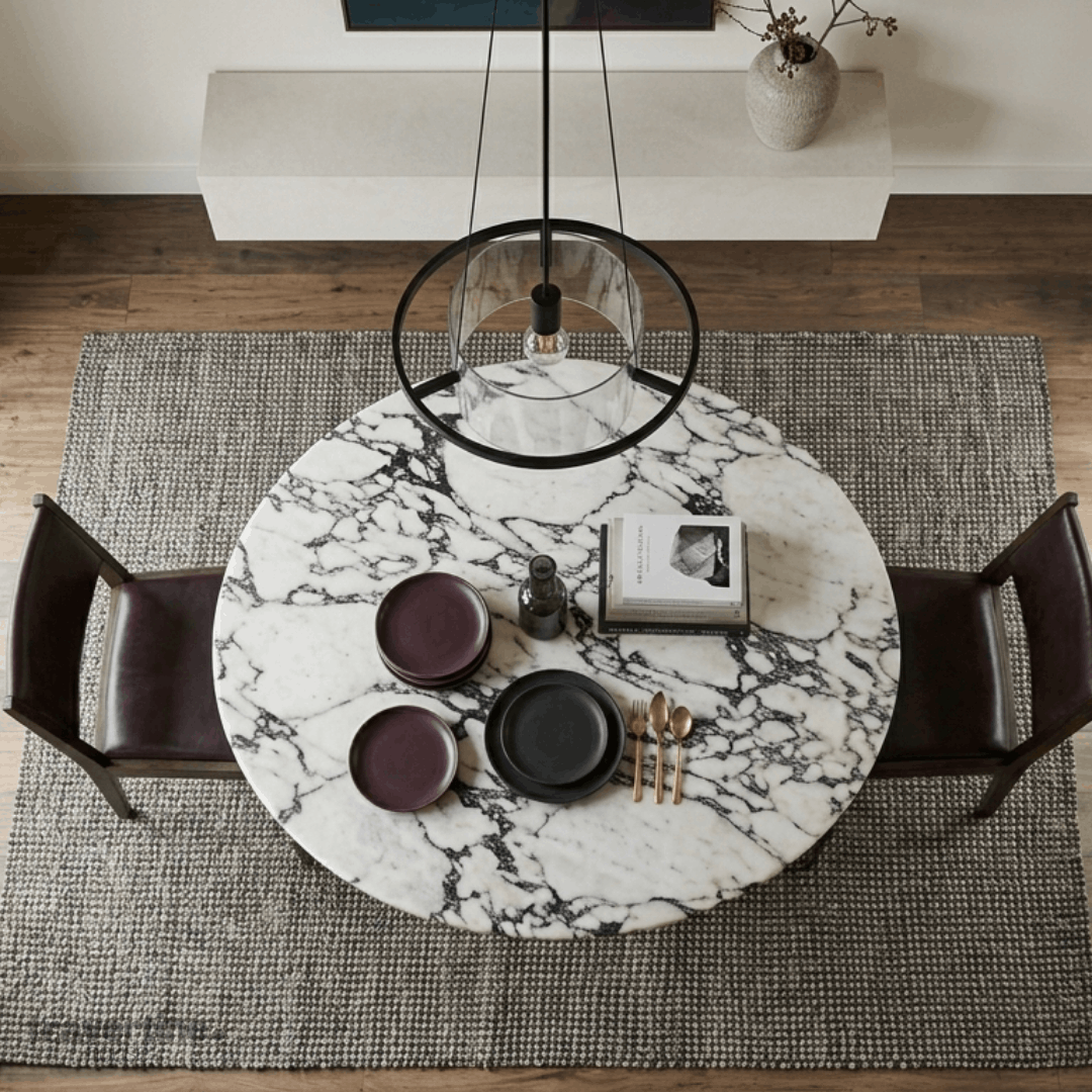 Round Calacatta Viola Dining Table
