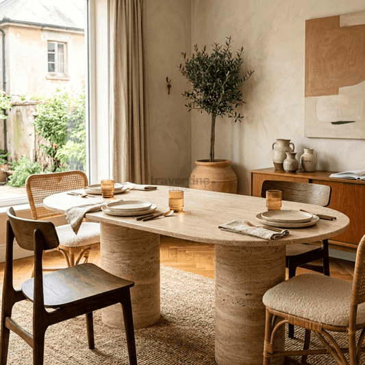 Bleras Travertine Dining Table