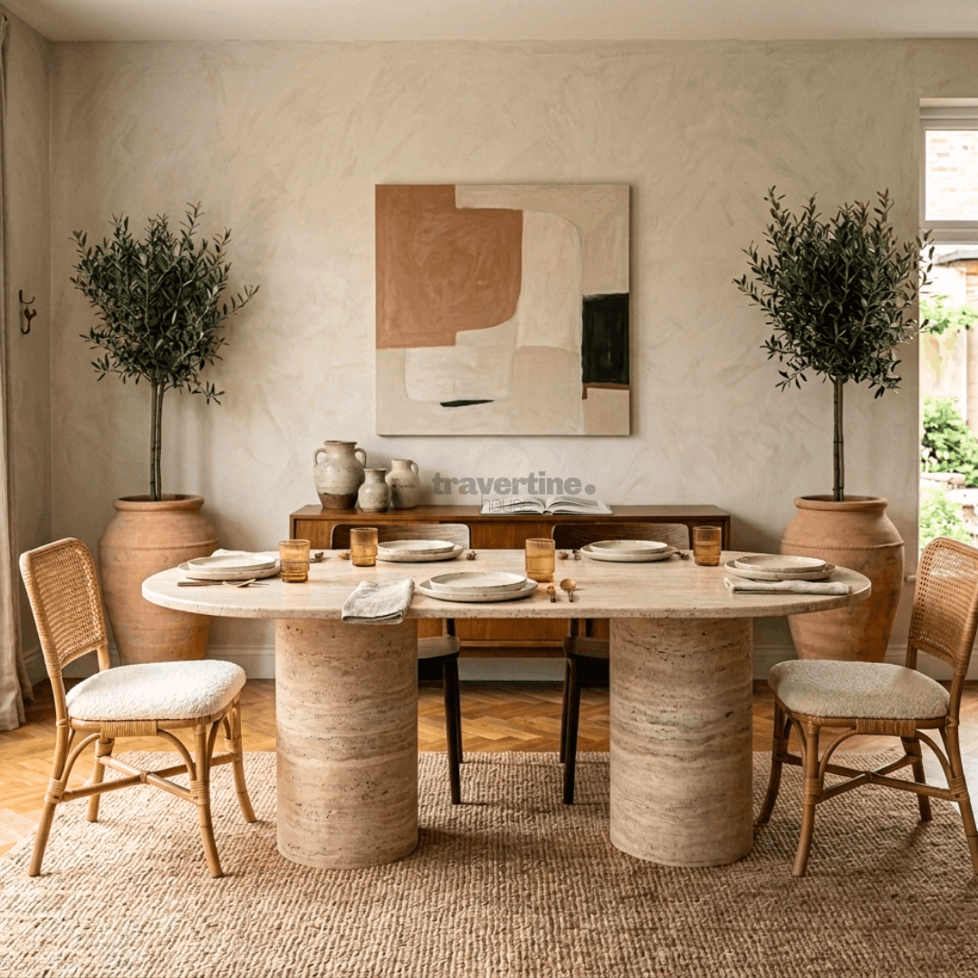 Bleras Travertine Dining Table
