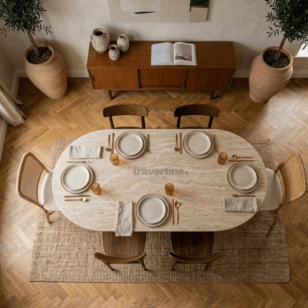 Bleras Travertine Dining Table