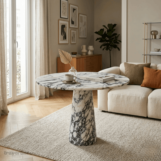 Round Calacatta Viola Dining Table