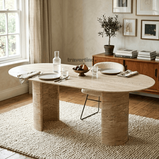 Cyhper Travertine Dining Table