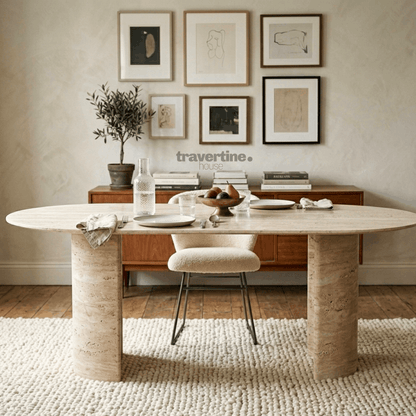 Cyhper Travertine Dining Table