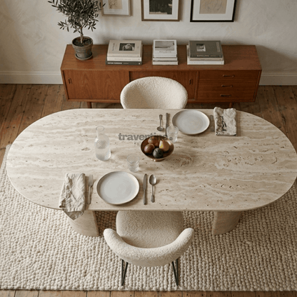 Cyhper Travertine Dining Table