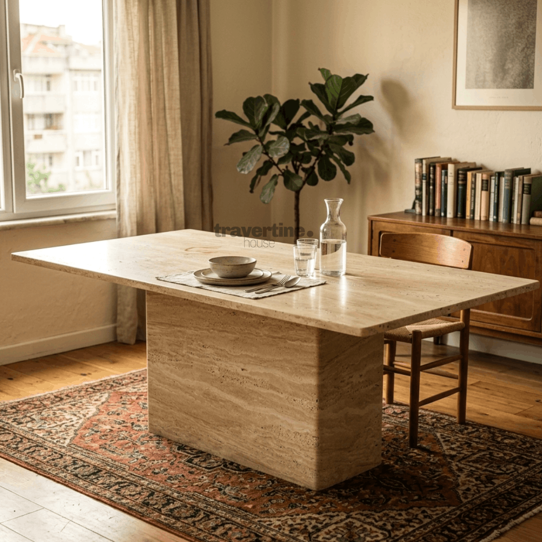 Denias Travertine Dining Table