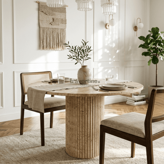 Ares Travertine Dining Table