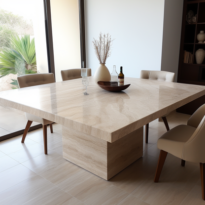 Benna Round Travertine Dining Table