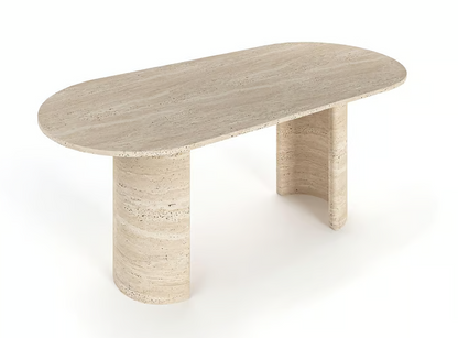 Cyhper Travertine Dining Table