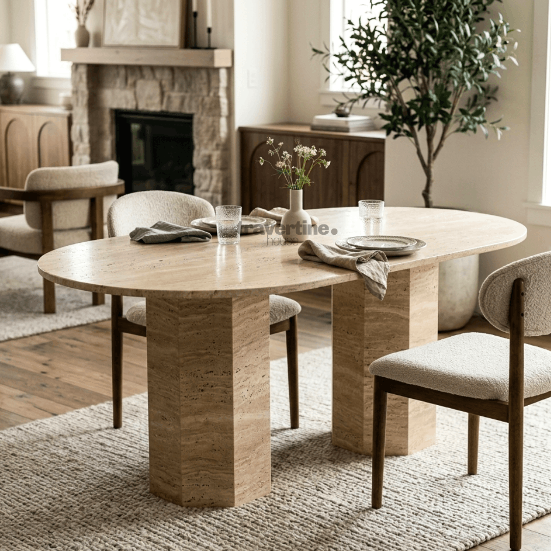 Destan Travertine Dining Table