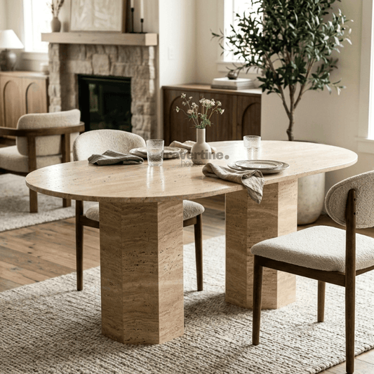 Destan Travertine Dining Table