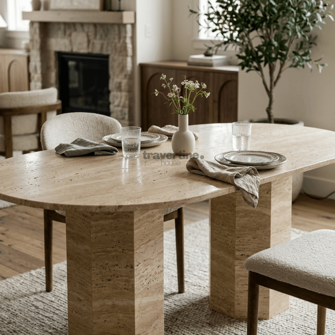 Destan Travertine Dining Table