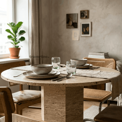 Edana Travertine Dining Table