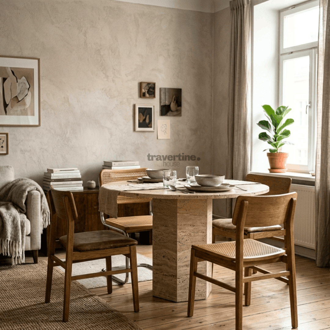 Edana Travertine Dining Table