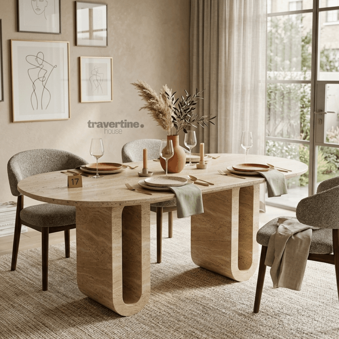 Olympia Travertine Dining Table