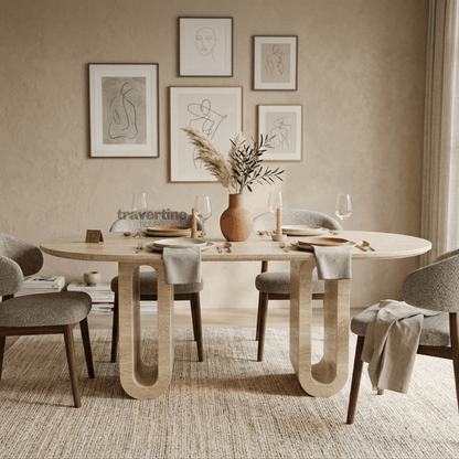 Olympia Travertine Dining Table