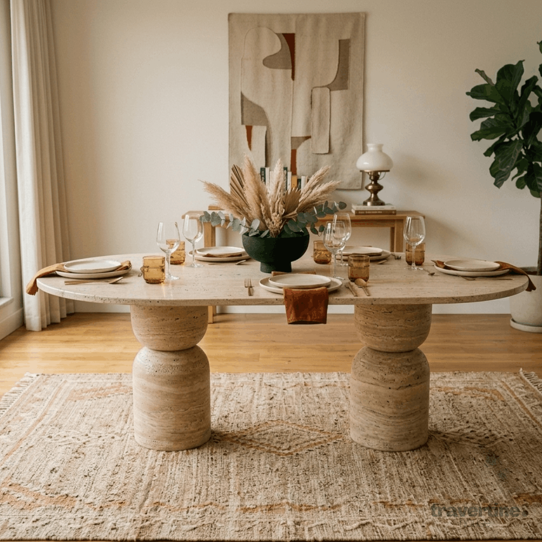Girakon Travertine Dining Table