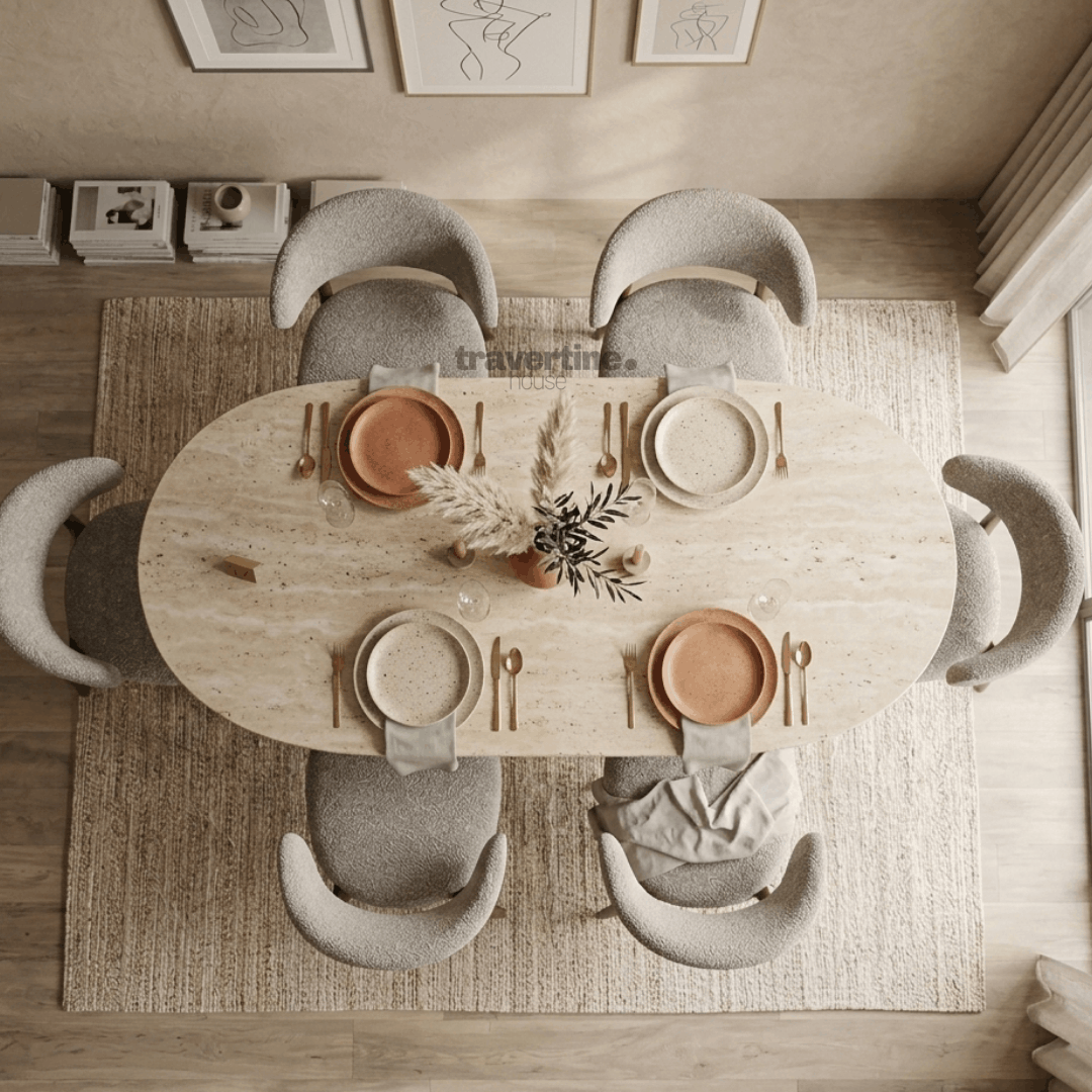 Olympia Travertine Dining Table
