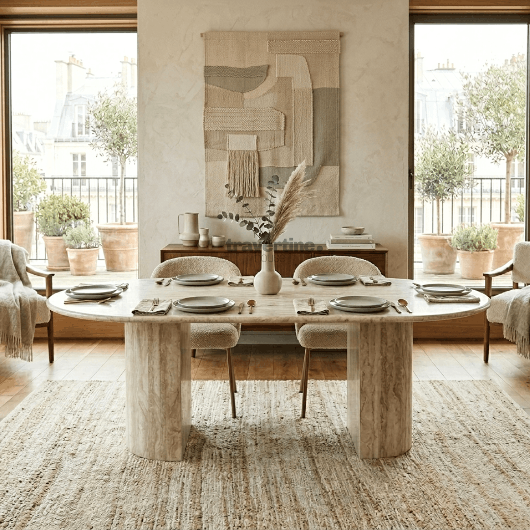 Pathos Travertine Dining Table