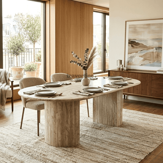 Pathos Travertine Dining Table