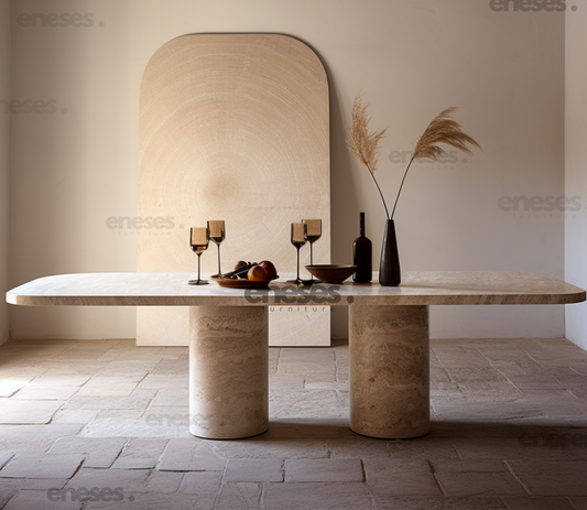 Vareo Travertine Dining Table