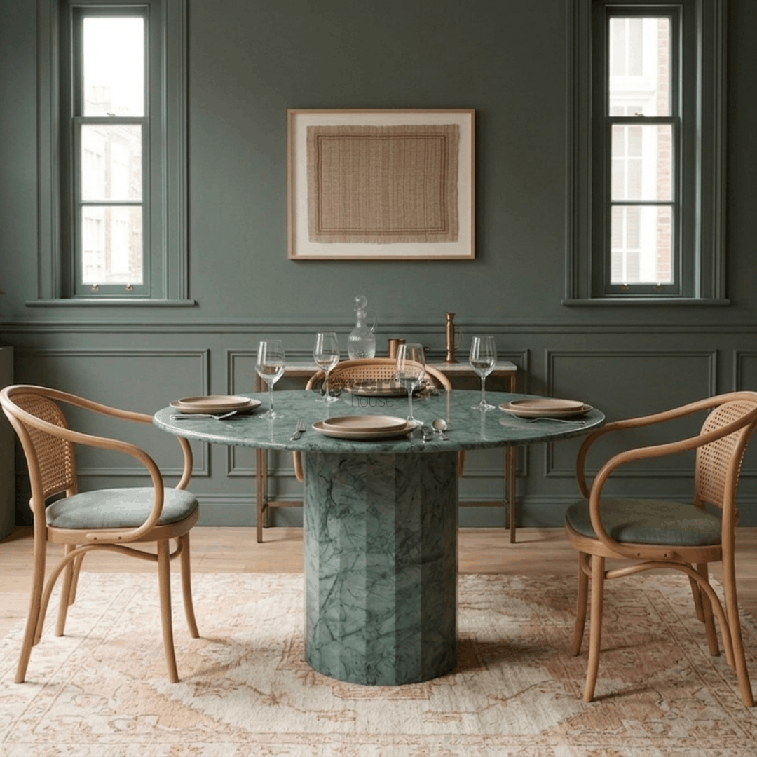 Round Verde Guatemala Marble Dining Table