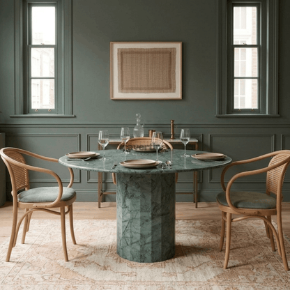 Round Verde Guatemala Marble Dining Table