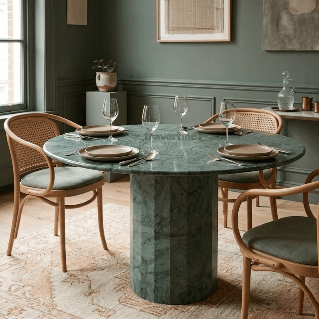 Round Verde Guatemala Marble Dining Table