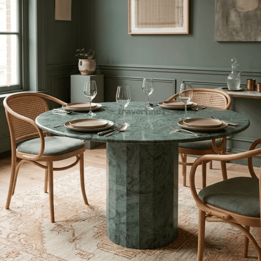 Round Verde Guatemala Marble Dining Table